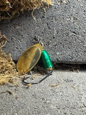 R&B UV Brass & Candy Emerald Cone Spinner Limited Run