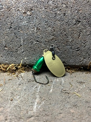 R&B Tarnished Brass Blade On Candy Emerald Bell (Tarnished Hardware)