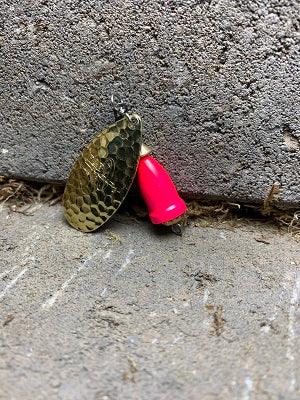 R&B Hammered Polished Brass Blade On A Cerise Pink Bell Body