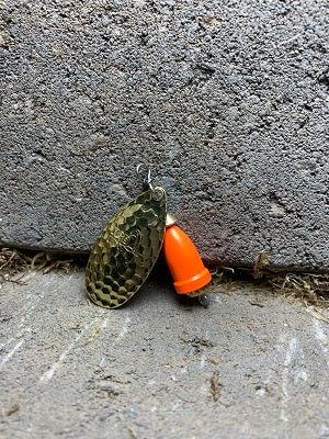 R&B Hammered Polished Brass Blade On A Flo Orange Bell Body