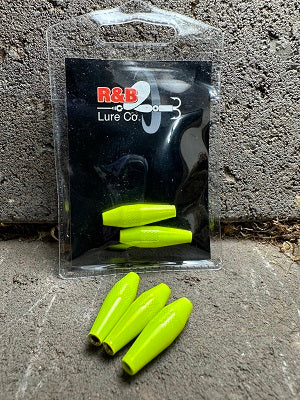 FLUORESCENT YELLOW R&B TORPEDO SPINNER BODIES