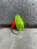 #4.5 Candy Chartreuse n Flo Rocket Red with Moon Jelly and Flo Red Die Cuts
