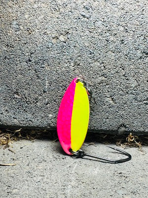 Blemished: R&B 2/3oz Candy Pink n Chartreuse Wiggle Spoon