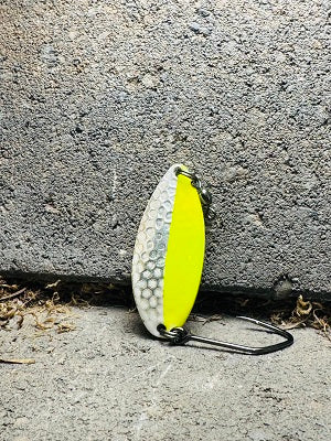 Blemished: R&B 2/3oz Silver n Chartreuse Wiggle Spoon
