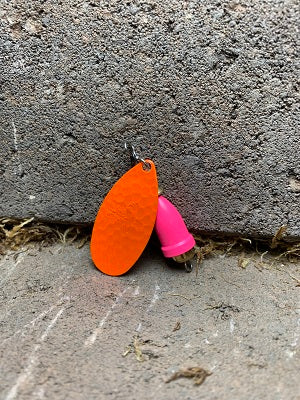 R&B Hammered Candy Orange Blade On A Flo Pink Bell