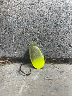 R&B Tipped Spinners Chartreuse Tip on Brass with MJ Body