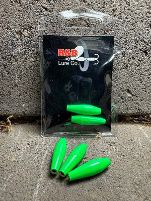 FLUORESCENT GREEN R&B TORPEDO SPINNER BODIES